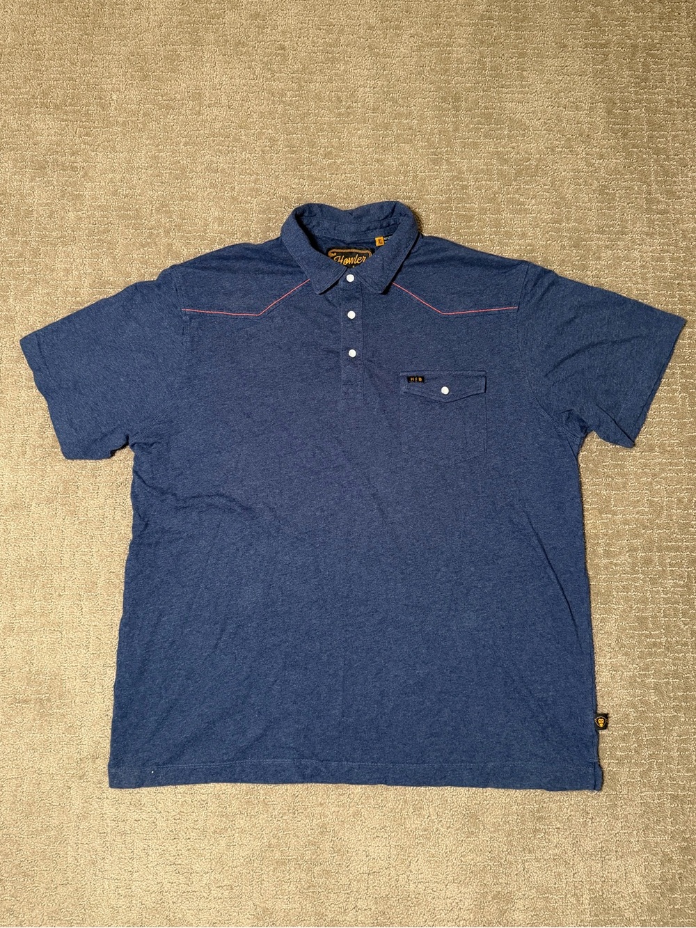 Howler Brothers Ranchero Polo Shirt in Indigo Heather Pearl Snap Western Men XL